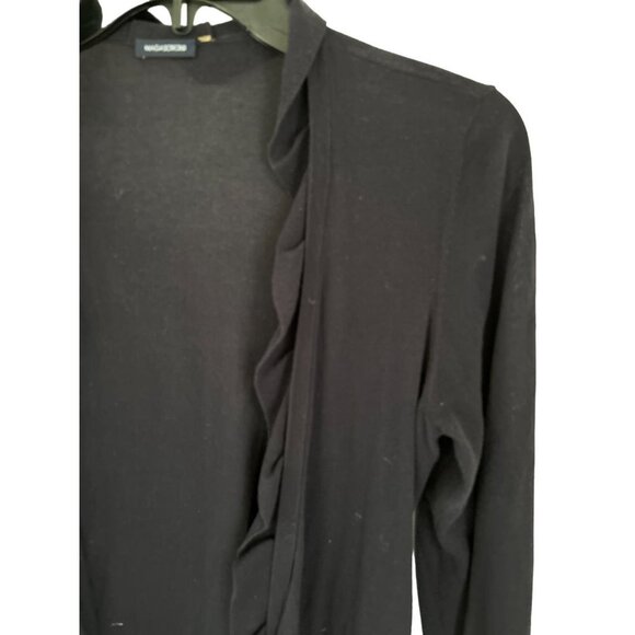 MAGASCHONI Cotton Cardigan Ruffled Front Belt Brown Long Sleeve Size Small - Picture 4 of 8